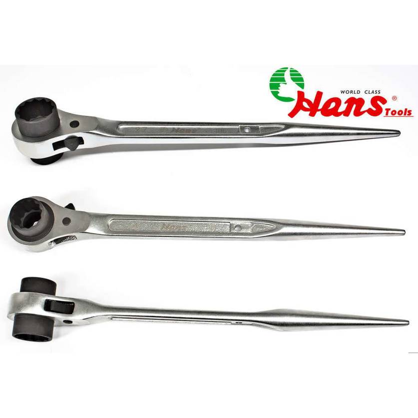 Hans Tools Ring-Ratschenschlüssel - 2 Größen (Gerüstbauratsche, Zentrierdorn)