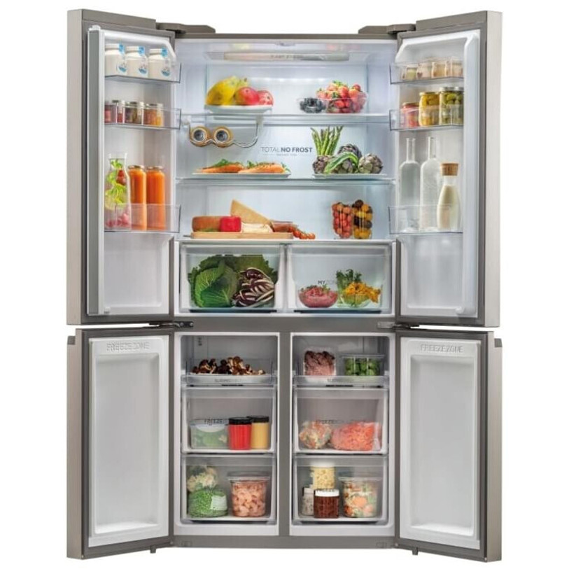 Haier Kühlschrank freistehend - Gefrierfach unten, No-Frost, LED Beleuchtung, 2-türig, Stahlblech, für Familien (HTF-540DP7)