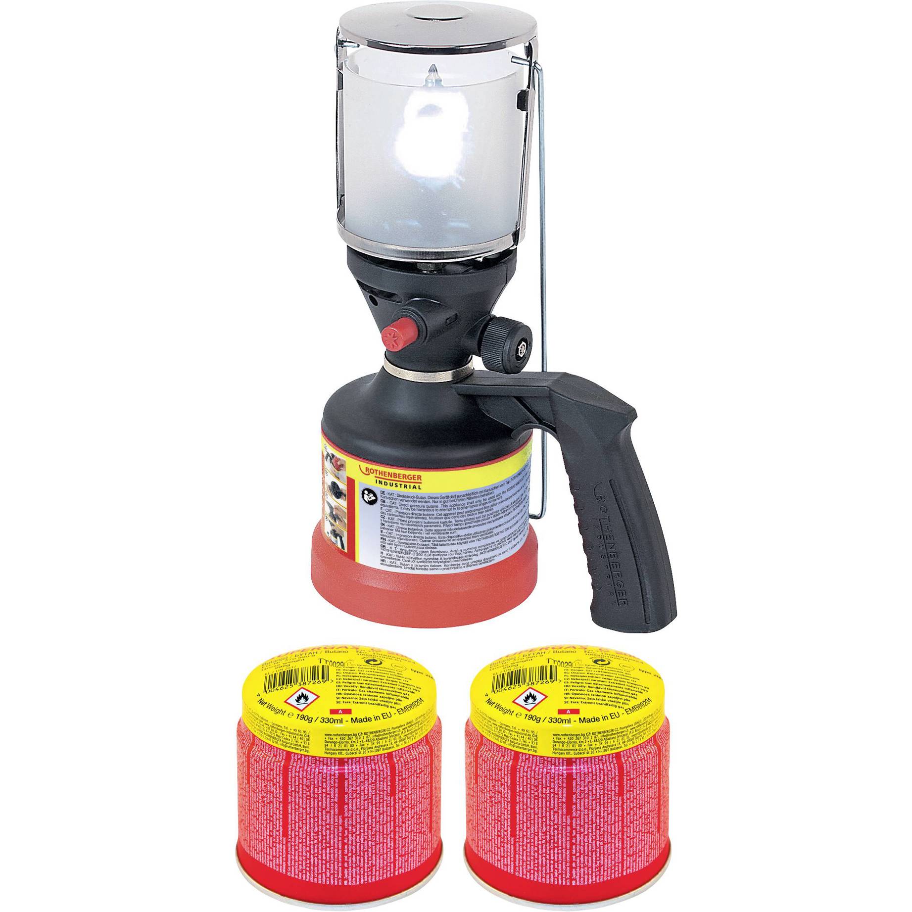 Rothenberger Industrial - Scout + C 200 ILL (Schwarz/Silber, GHS02: Entzündlich, Gefahr, H 220: Extrem entzündbares Gas) 1500004209